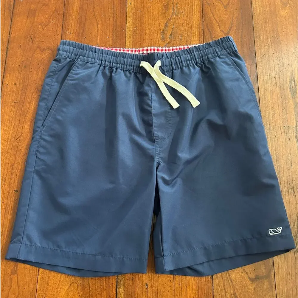 Vineyard Vines for Target Navy Swim Trunks Whale Logo Gingham Lined Size S Beach